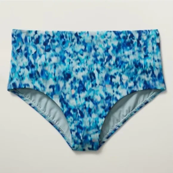 🆕 NWOT Athleta High Waist Swim Bottom Bikini Dark Lapis Blue Print Size Medium - Picture 5 of 14